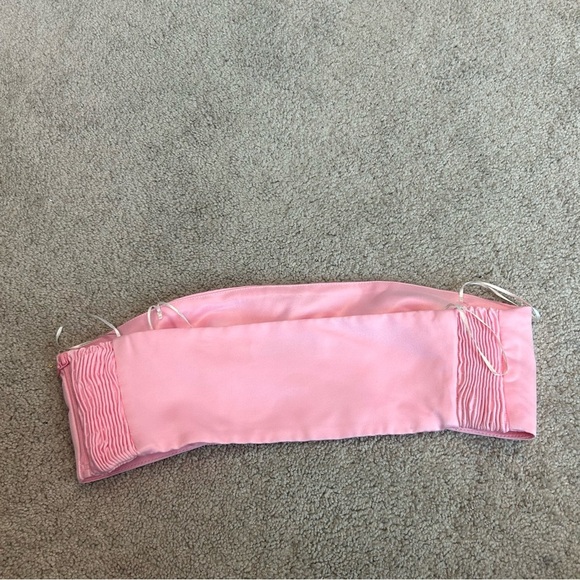 Zara light pink satin effect bandeau strapless crop top Sz L NWT - Picture 5 of 13